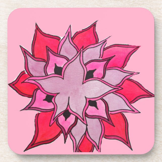 Porta-copo Arte floral rosa e roxa (Frente)