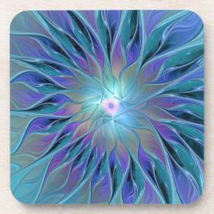 Porta-copo Arte Fractal Abstrato de Sonho Roxo Azul