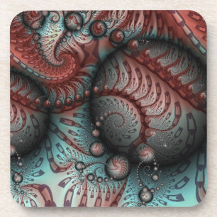 Porta-copo Arte fractal de fantasia vívida abstrata marrom az