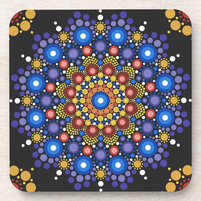 Porta-copo Arte Fractal Floral Dotada Retro Mandala (Frente)