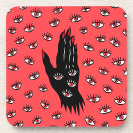 Porta-copo Arte Gótica do Halloween - Olhos Negra Mão Estranh