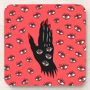 Porta-copo Arte Gótica do Halloween - Olhos Negra Mão Estranh