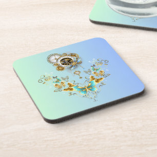 Porta-copo Arte Gráfica Teal Steampunk, Mecânica Tranquil