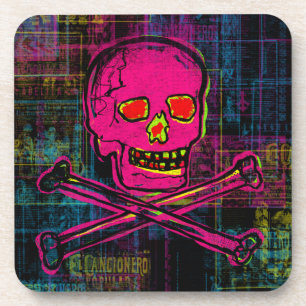Porta-copo Arte Grunge de Caveira Vermelha e Preta Calavera M