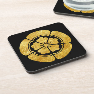 Porta-copo Arte Mon Kamon Oda Japão Dourado Falso Oriental