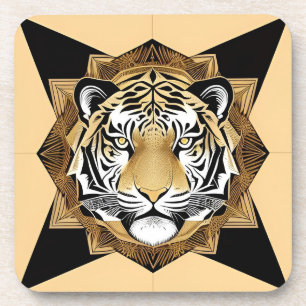 Porta-copo Arte Ornamental do Tigre Dourado