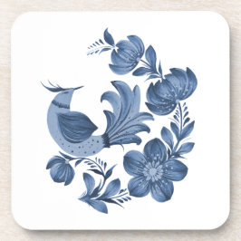 Porta-copo Arte Popular Azul Elegante Pássaro e Floral