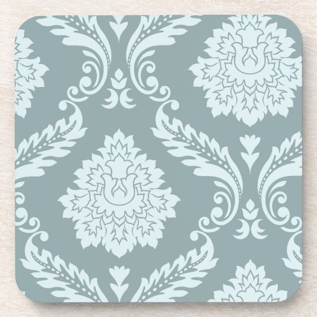 Porta-copo Arte Rococó Damask I Azul Ovo de Pato+Turquesa (Frente)