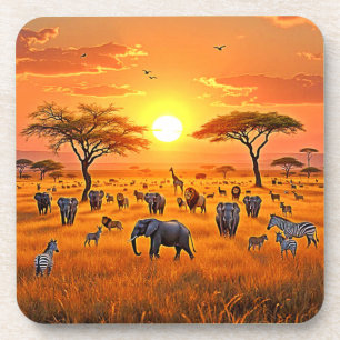 Porta-copo Arte Sunset da savana africana