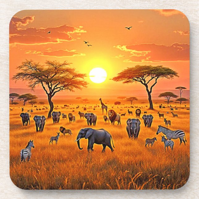 Porta-copo Arte Sunset da savana africana (Frente)