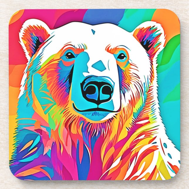 Porta-copo Arte Vibrante de Cabeça de Urso (Frente)