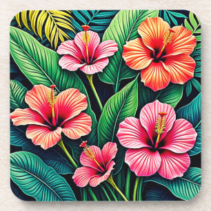 Porta-copo Artesanato de Flores de Hibisco Tropical