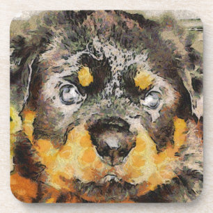 Porta-copo Artístico Rottweiler Puppy Retrato