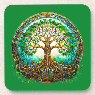 Porta-copo Árvore Celta da Vida em Emerald Green