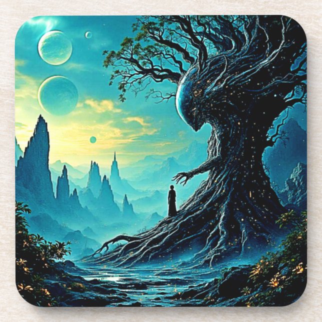 Porta-copo Árvore Cósmica da Fantasia da Vida (Frente)