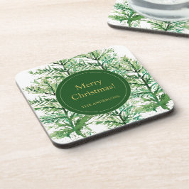 Porta-copo Árvore de Aquarela de Natal Merry personalizada