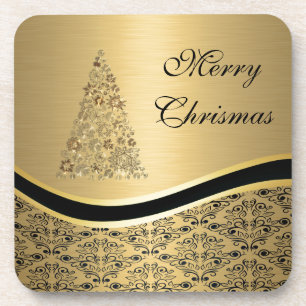 Porta-copo Árvore de Natal do ouro de luxo glamouroso
