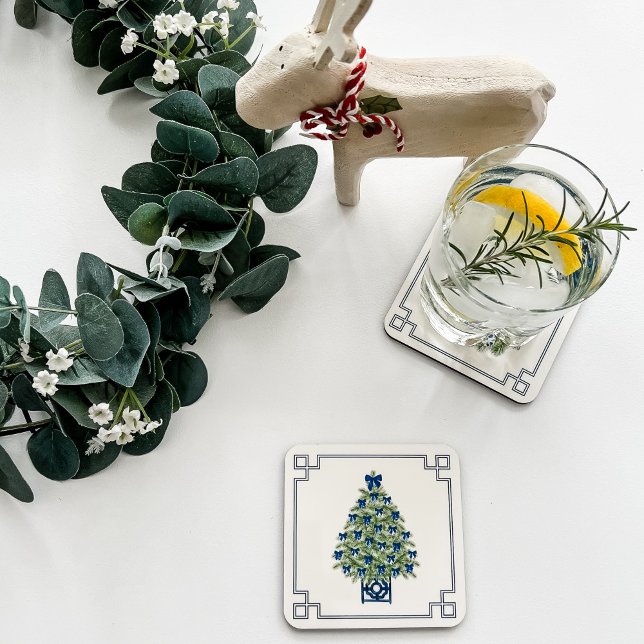 Porta-copo Árvore de Natal em Chinoiserie (Chinoiserie Christmas Tree Drink Coaster)