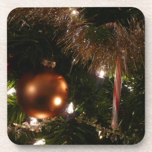 Porta-copo Árvore de Natal II Feriado Vermelho e Dourado
