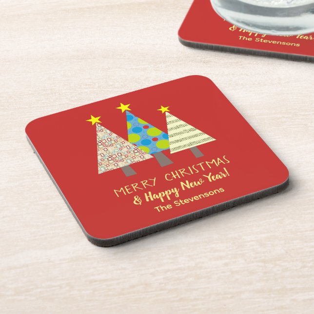 Porta-copo Árvore de Natal Vermelha Personalizada (Left Side)
