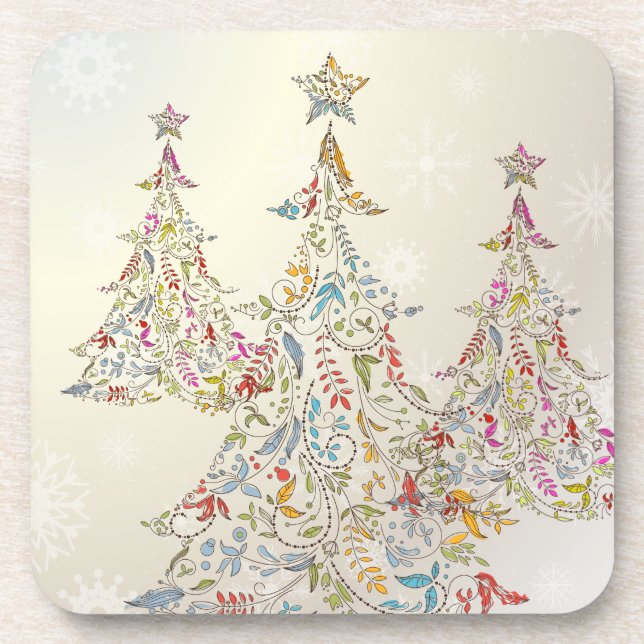 Porta-copo Árvore de Natal Whimpsy da PixDezines+flocos de ne (Frente)