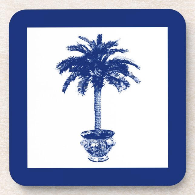 Porta-copo Árvore Palm Potente - marinho azul e branco (Frente)
