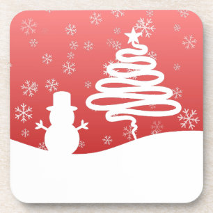 Porta-copo Árvore Snowman de inverno Branco