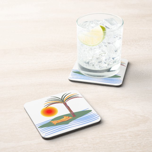 Porta-copo Árvore Tropical Brilhante, Sol e Ondas (Lado Direito)