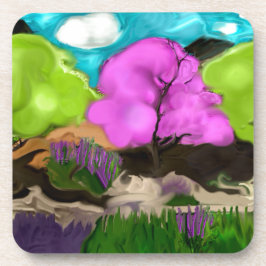Porta-copo Árvores de Algodão Doce de Arte Abstrata