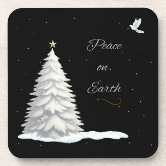 Porta-copo Árvores de Natal brancas portas copos de paz