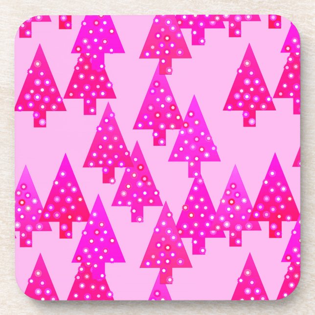 Porta-copo Árvores de Natal de flores modernas - rosa fúcsia (Frente)