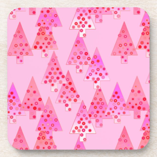 Porta-copo Árvores de Natal de flores modernas - rosa pastel (Frente)