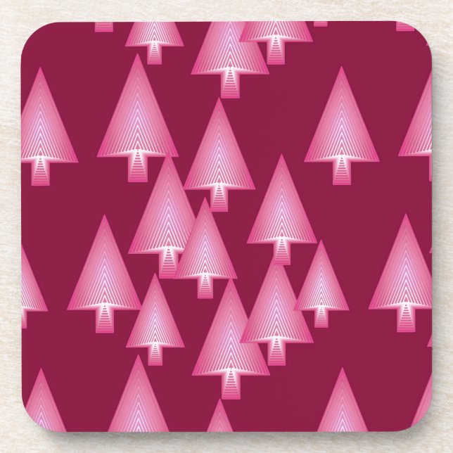 Porta-copo Árvores de Natal metálicas modernas - rosa e vinho (Frente)