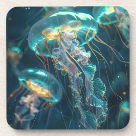 Porta-copo As águas-vivas transparentes no oceano azul