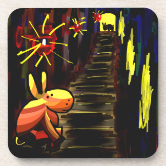 Porta-copo asno no beco sob o lamplight