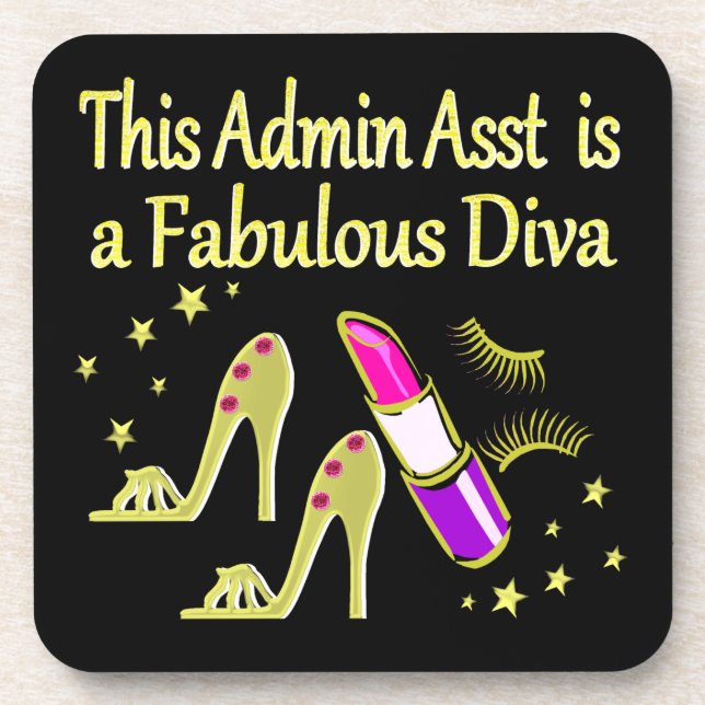 Porta-copo ASSISTENTE DE ADMIN DO GLITZY Dourado DIVA DESIGN (Frente)