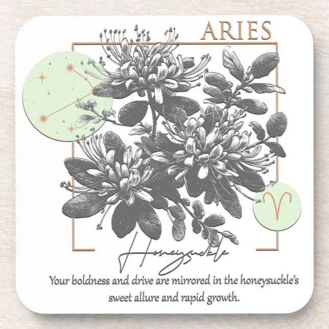 Porta-copo Astrologia/Aries Símbolo Zodiac Flor Honeysuckle (Frente)