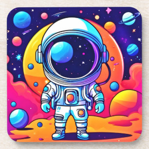 Porta-copo Astronauta vibrante na arte cósmica