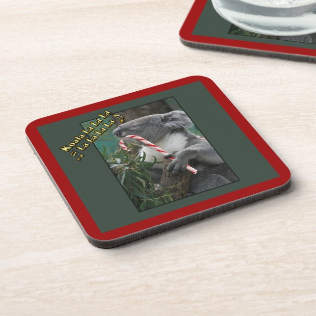 Porta-copo Aussie Christmas Koala com Candy Cane (Left Side)
