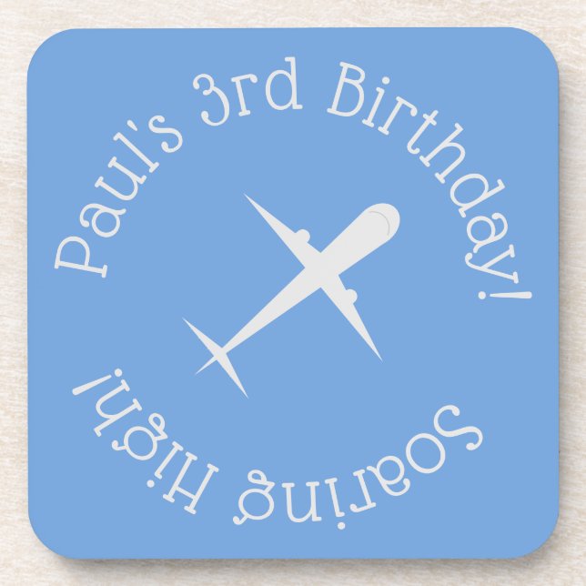 Porta-copo Avião personalizado a azul (Frente)