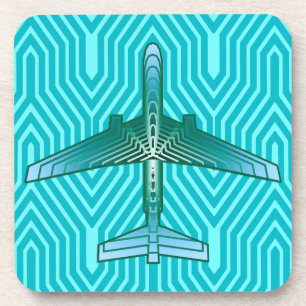 Porta-copo Avião, turquesa, cerceta e Aqua do art deco