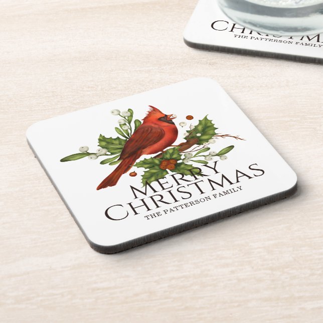 Porta-copo Azevinho de Cardeal Vermelho Presente de Natal com (Left Side)