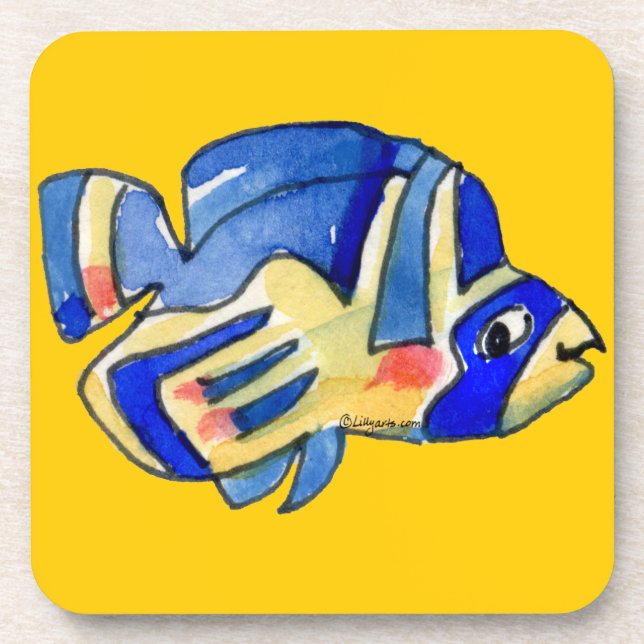 Porta-copo Azul Cartoon Butterfly Fish (Frente)