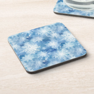 Porta-copo Azul com Estilo de Aquarela com Flocos de Neve