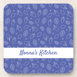 Porta-copo Azul-Limão Italiano Desenhado à Mão Personalizado