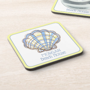 Porta-copo Azul Préppy e Amarelo Xadrez Venera Concha