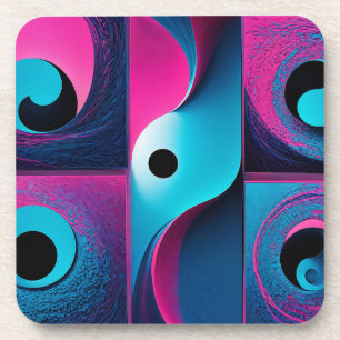 Porta-copo Azul preto-rosa Geométrico