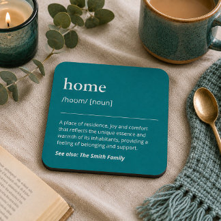 Porta-copo Azul Teal Nome da Família Personalizado Moderno Mi