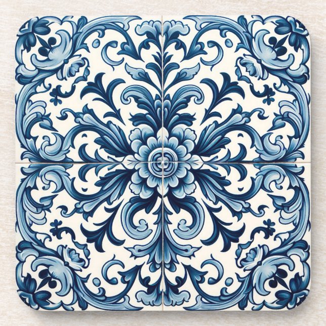 Porta-copo Azulejo azul português (Frente)