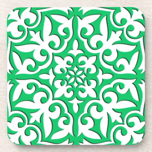 Porta-copo Azulejo marroquino - jade verde e branco (Frente)